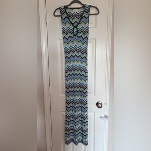 Torn by Ronny Kobo Chevron Knit‎ Keyhole Maxi Dress Small